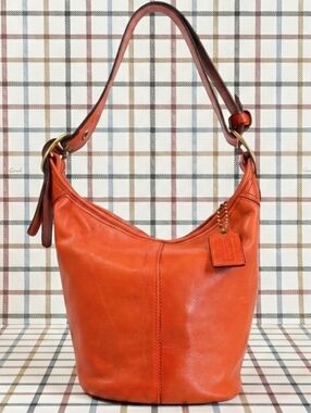 Coach 2008 Bleecker Leather Duffle Bucket Bag Burnt Orange/ Vermillion EUC